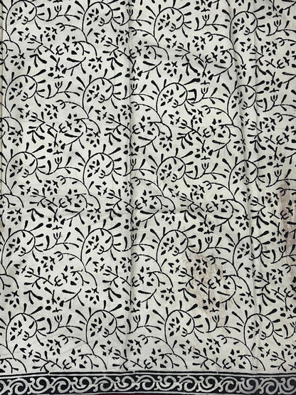 Bagru Cotton Hand Block Printed Saree With Blouse Piece - BFSGC87