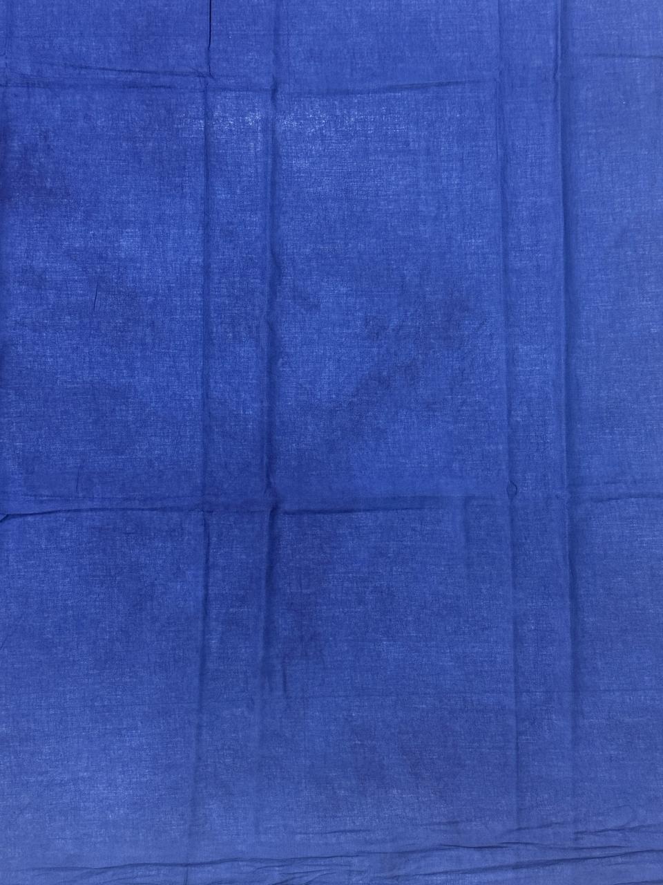 Indigo Dabu Hand Block Printed Cotton Saree With Blouse Piece - BFSGC95
