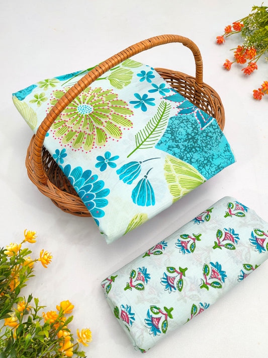 Best Quality Cotton Top Bottom Sanganeri Print Set - BFJFTB16