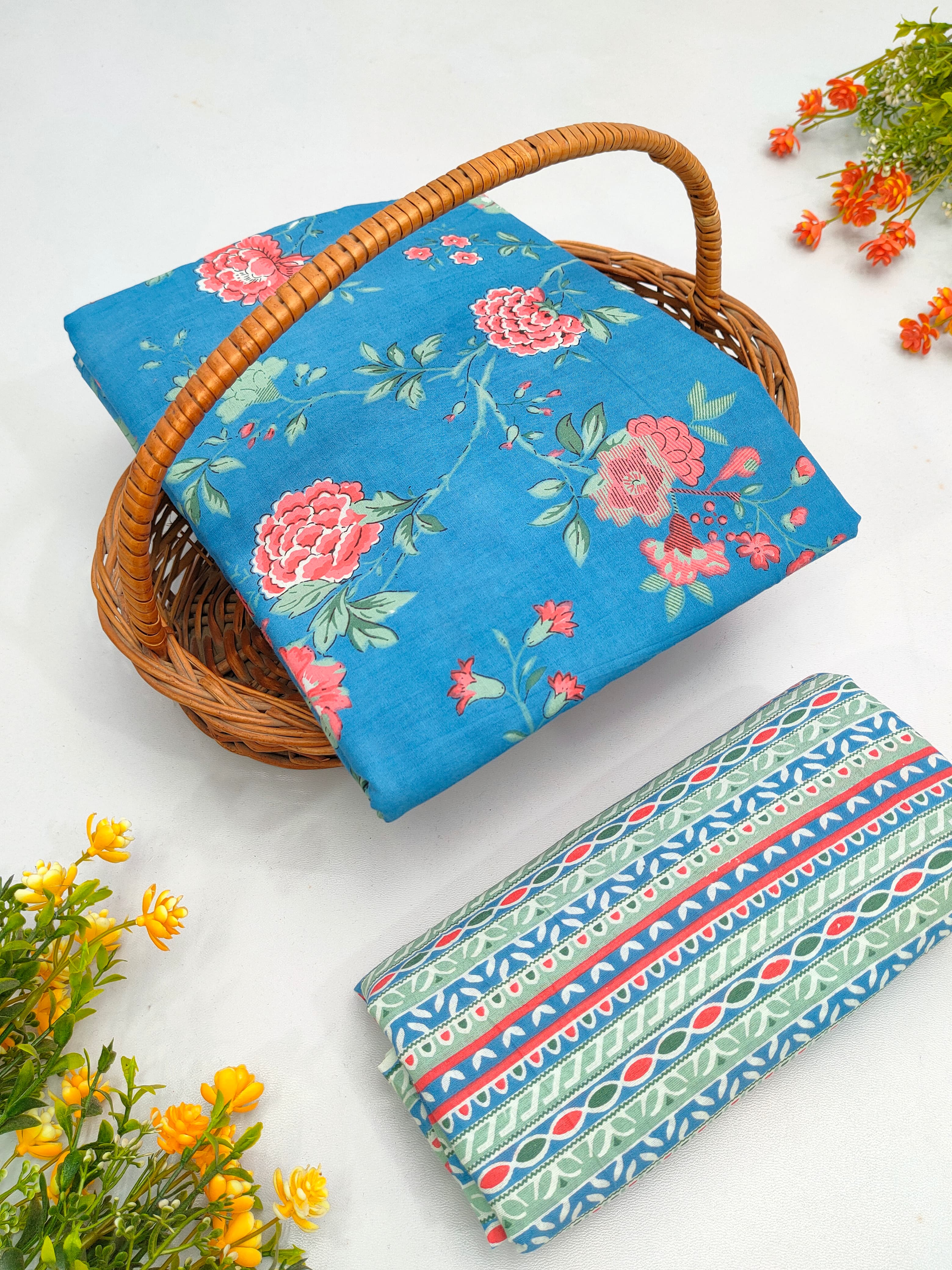 Best Quality Cotton Top Bottom Sanganeri Print Set - BFJFTB23