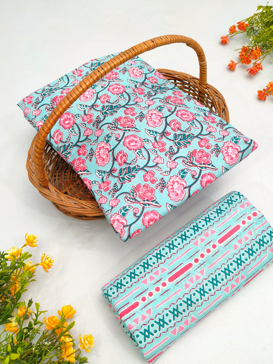 Best Quality Cotton Top Bottom Sanganeri Print Set - BFJFTB28