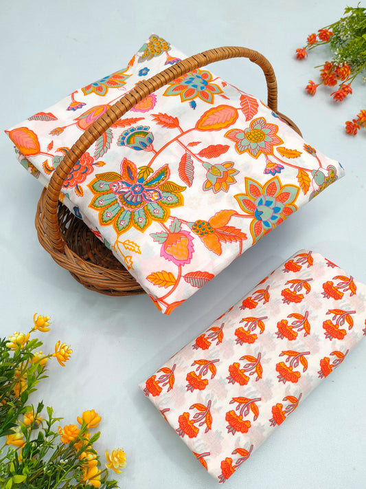 Best Quality Cotton Top Bottom Sanganeri Print Set - BFJFTB31