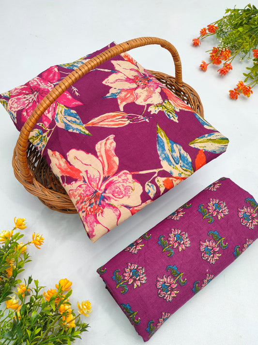 Best Quality Cotton Top Bottom Sanganeri Print Set - BFJFTB6