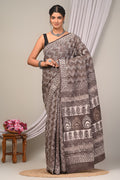 Dabu Hand Block Printed Cotton Saree With Blouse Piece - BFSGC55