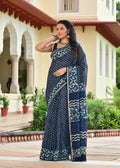 Chanderi Silk Block Printed Saree With Blouse Piece - BFSCSA7