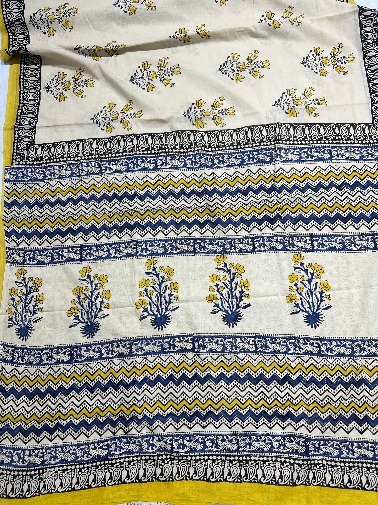 Premium Mul Cotton Hand Block Printed Saree With Blouse Piece - BFSBTC11