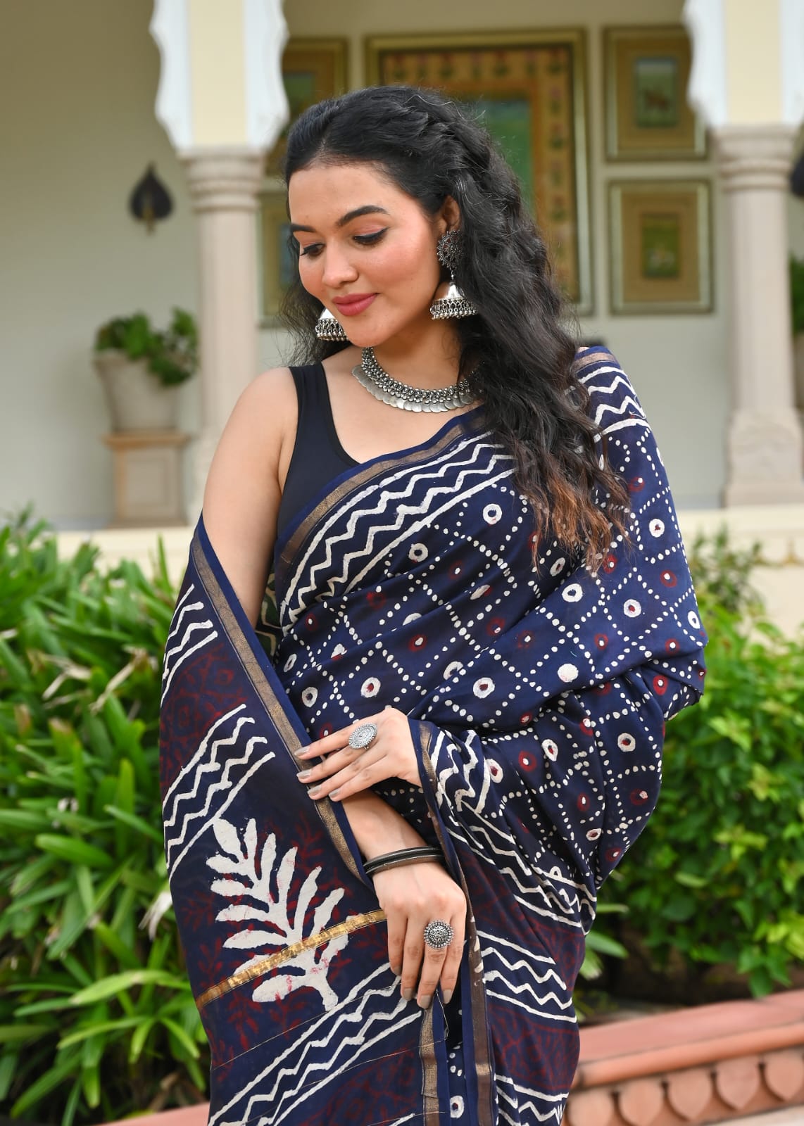 Chanderi Silk Block Printed Saree With Blouse Piece - BFSCSA8