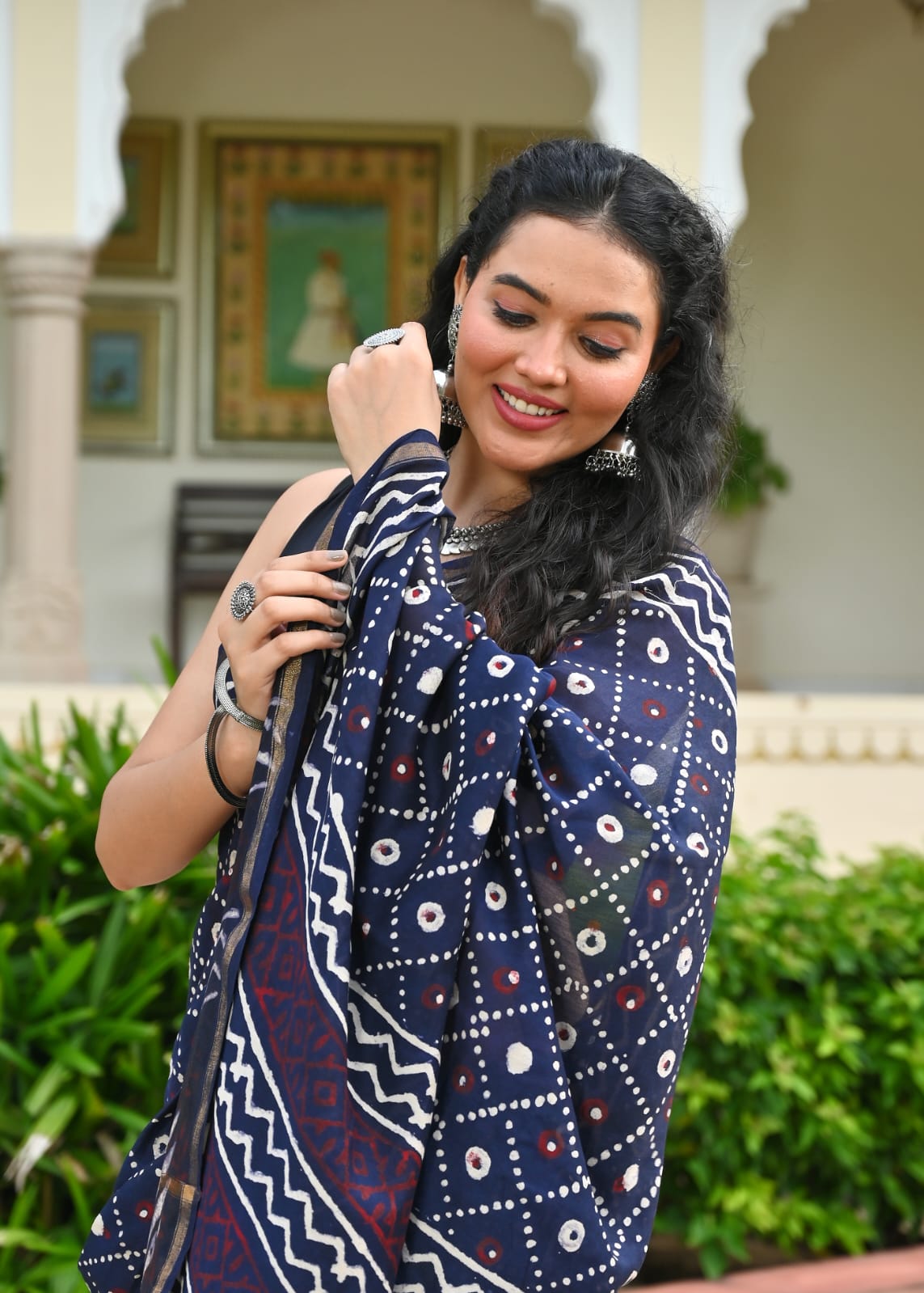 Chanderi Silk Block Printed Saree With Blouse Piece - BFSCSA8