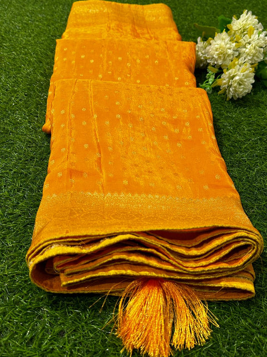 Pure Dolla Silk Banarasi Pallu Barik Zari Butti Best Quality Saree With Bouse - BFSLB16