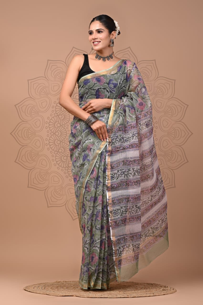 Kota Doriya Silk Saree With Blouse Piece