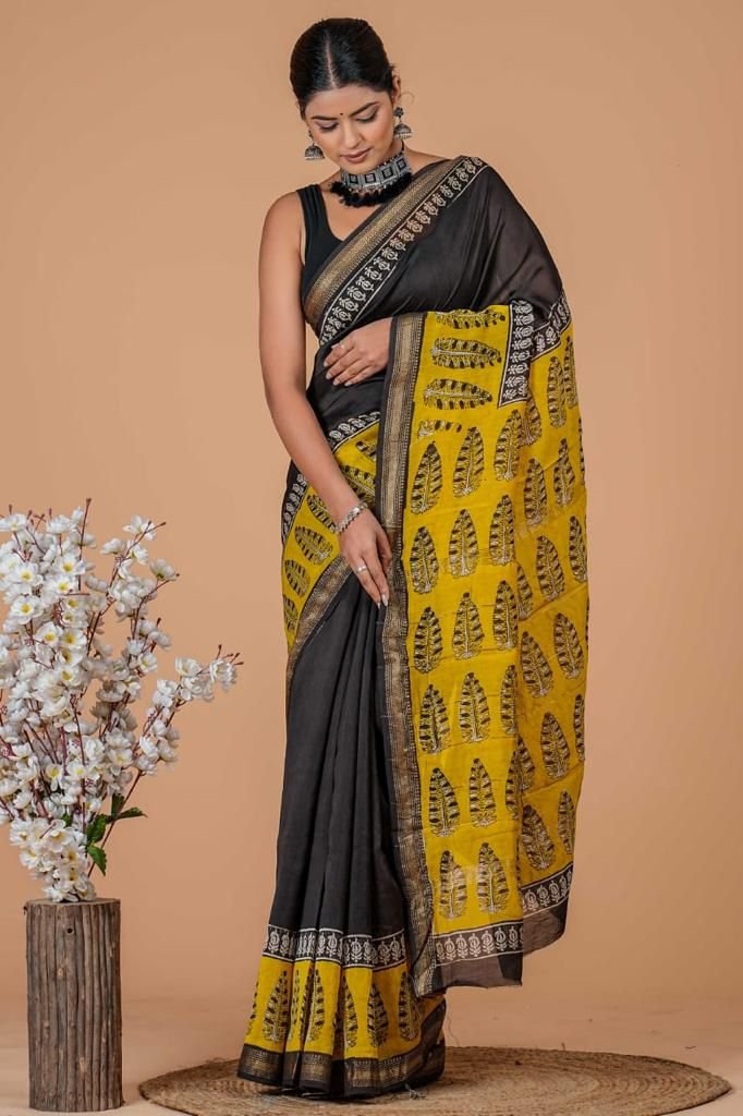 bagru, bagru saree, saree,hand block saree,Maheswari Silk, NewXArrivals
