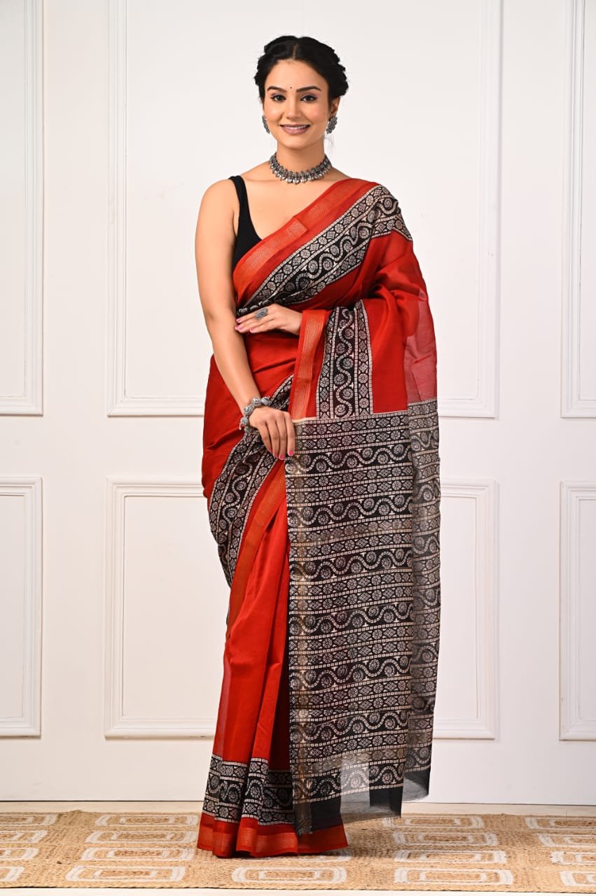 bagru, bagru saree, saree,hand block saree,Maheswari Silk, NewXArrivals