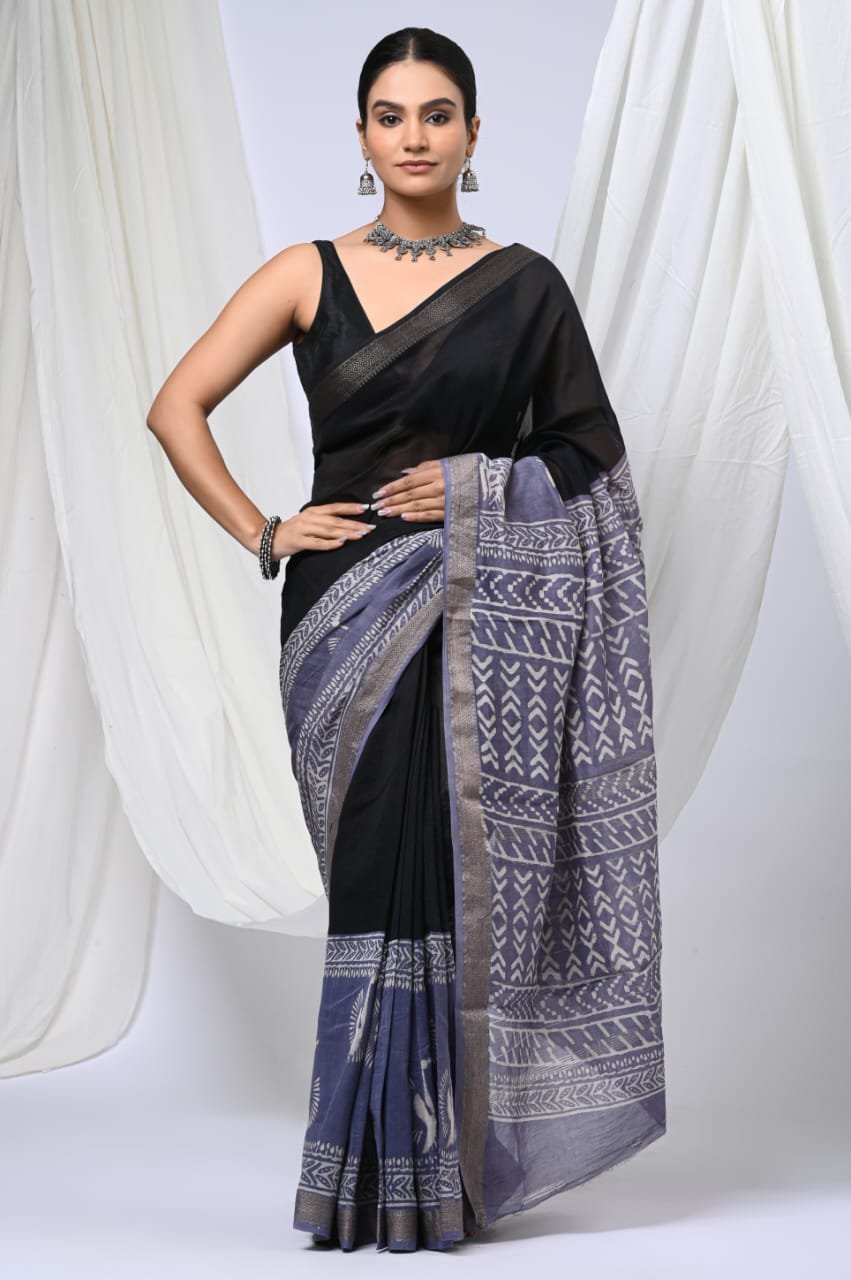 bagru, bagru saree, saree,hand block saree,Maheswari Silk, NewXArrivals