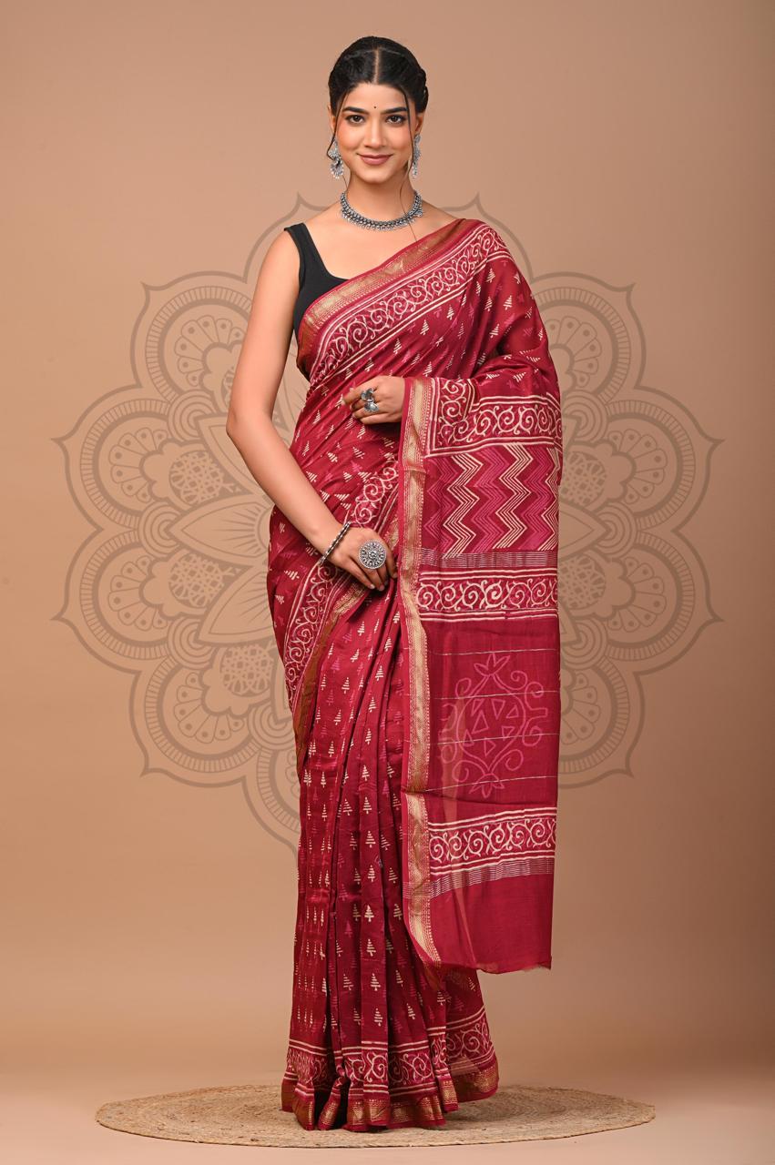 bagru, bagru saree, saree,hand block saree,Maheswari Silk