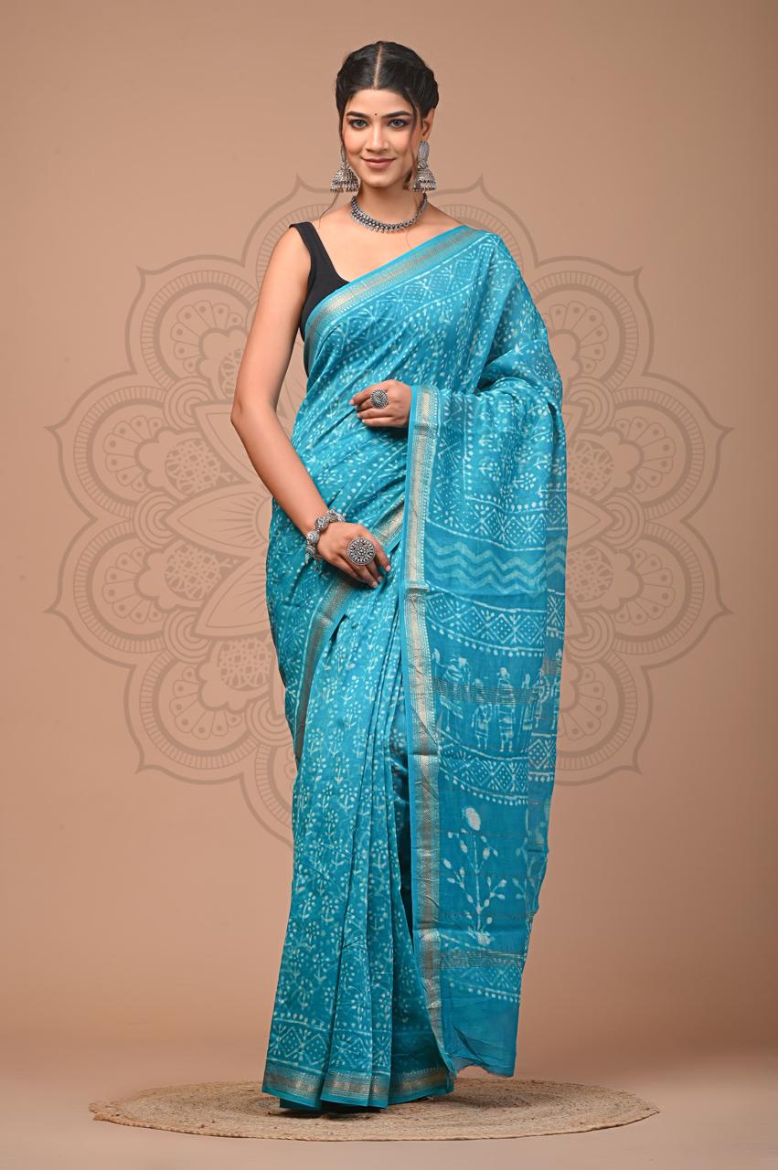 bagru, bagru saree, saree,hand block saree,Maheswari Silk