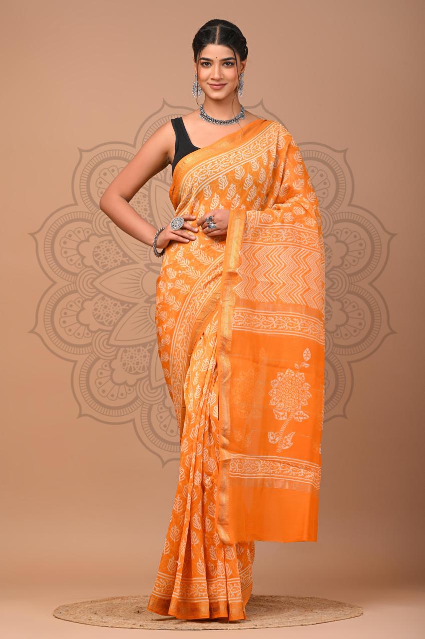 bagru, bagru saree, saree,hand block saree,Maheswari Silk