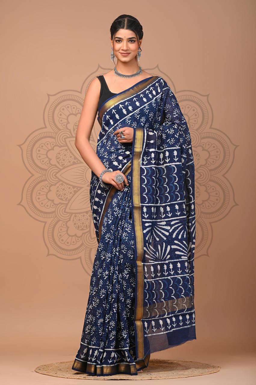 bagru, bagru saree, saree,hand block saree,Maheswari Silk
