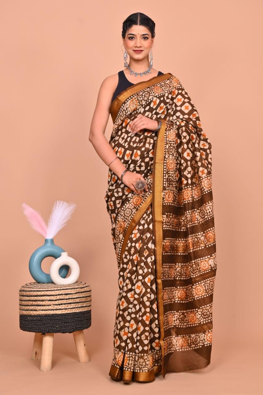 bagru, bagru saree, saree,hand block saree,Maheswari Silk