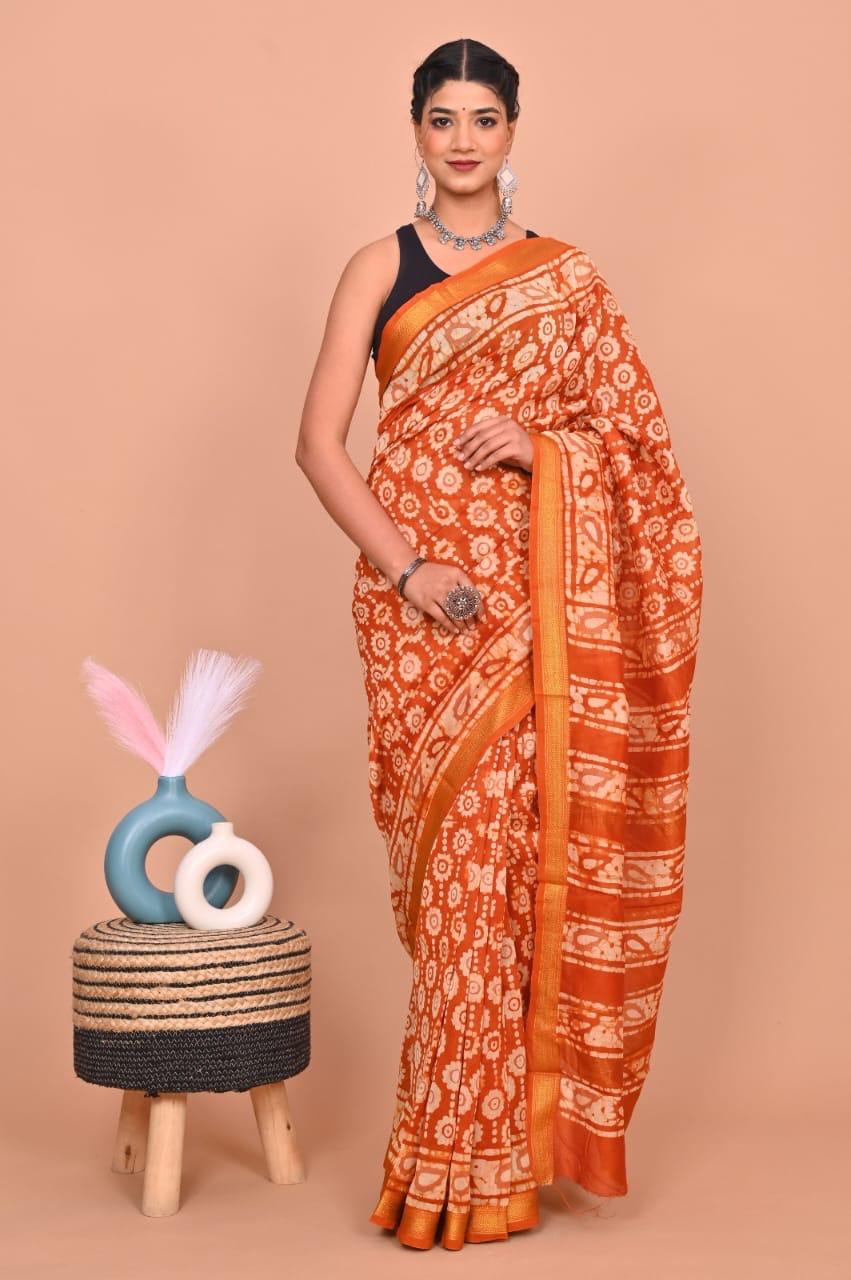 bagru, bagru saree, saree,hand block saree,Maheswari Silk
