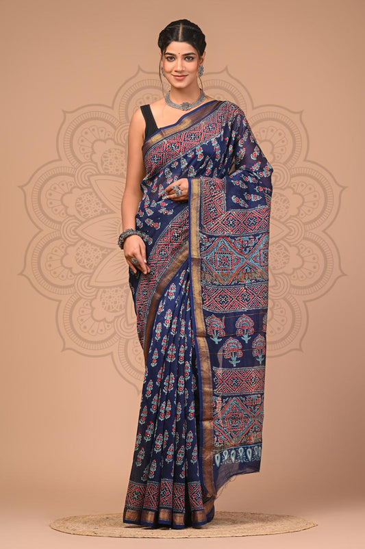 bagru, bagru saree, saree,hand block saree,Maheswari Silk