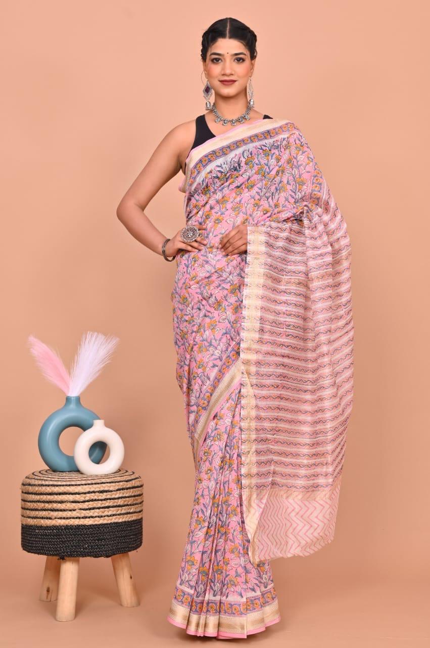 bagru, bagru saree, saree,hand block saree,Maheswari Silk