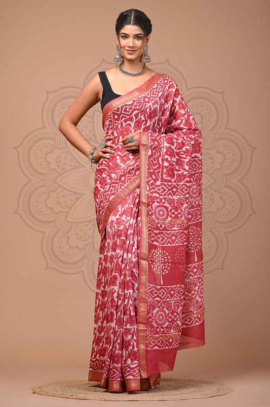 bagru, bagru saree, saree,hand block saree,Maheswari Silk