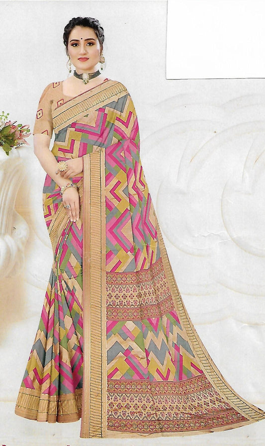 Brasso Saree With Zari Work Banarasi Border - BFSLA2