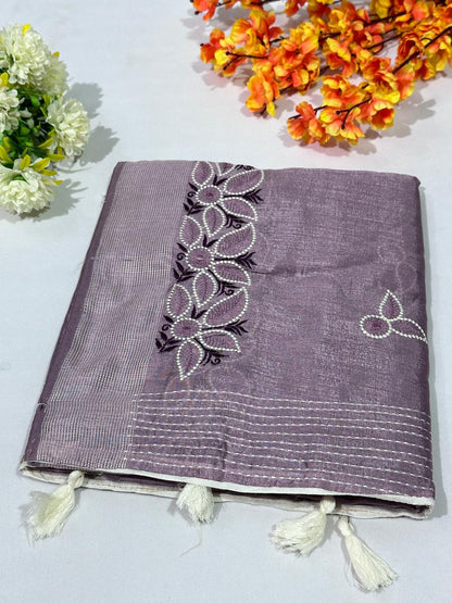 Synthetic Cotton Embroidery Saree - BFSLA33
