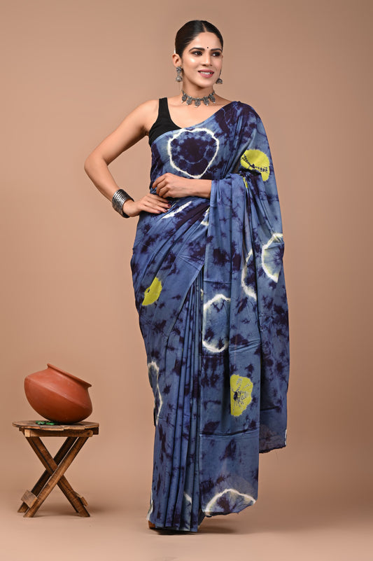 Mul cotton sarees for summer hand block printed