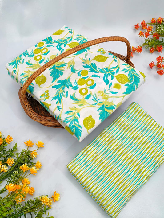 Cotton Top Bottom Sanganeri Print Set - BFTB39