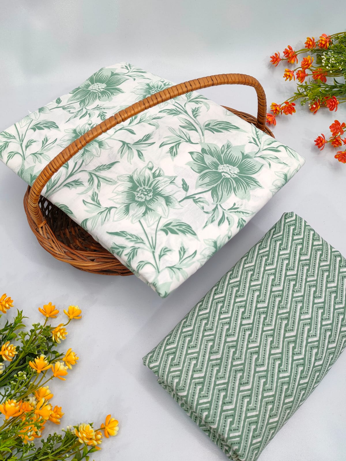 Cotton Top Bottom Sanganeri Print Set - BFTB8