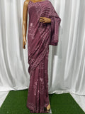 Maroon & Light Pink Floral Booti Bagru Hand Block Printed Mul Cotton Saree With Blouse Piece