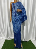 Indigo Dabu Hand Block Printed Cotton Saree With Blouse Piece - BFSGC95