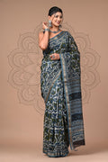 bagru, Maheshwari Silk Vanspati Ajrakh Print Sarees, bagru saree, Ajrakh, saree,hand block saree, Maheshwari Silk