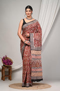 Bagru Cotton Sarees Hand Block Printed Indigo Dabu Batik