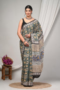 Bagru Cotton Sarees Hand Block Printed Indigo Dabu Batik