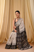 Bagru Cotton Sarees Hand Block Printed Indigo Dabu Batik
