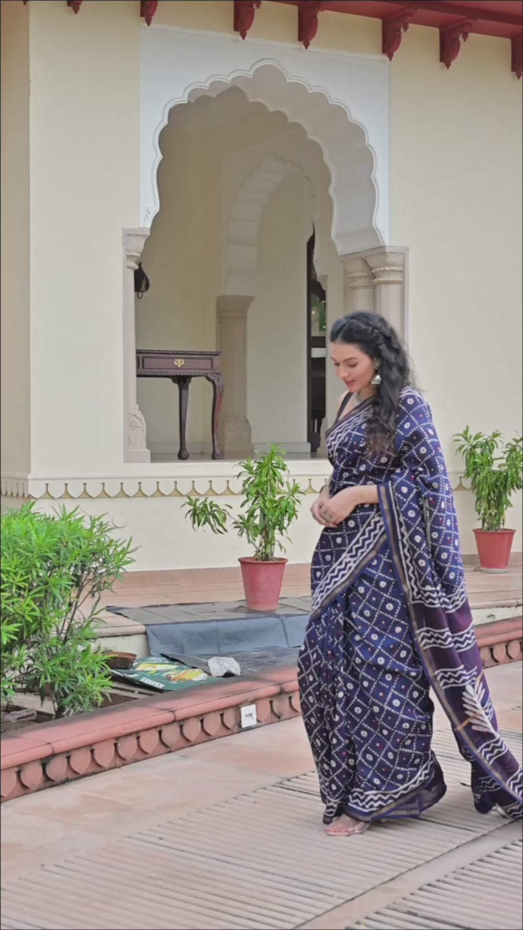 Chanderi Silk Block Printed Saree With Blouse Piece - BFSCSA8