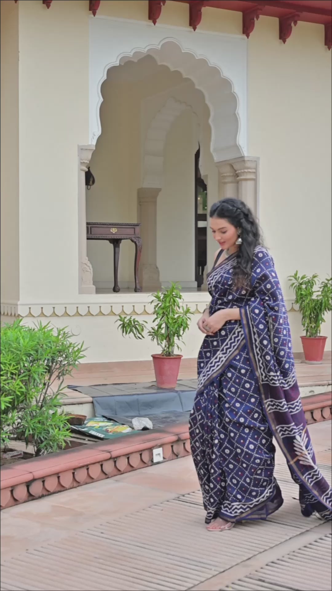 Chanderi Silk Block Printed Saree With Blouse Piece - BFSCSA8
