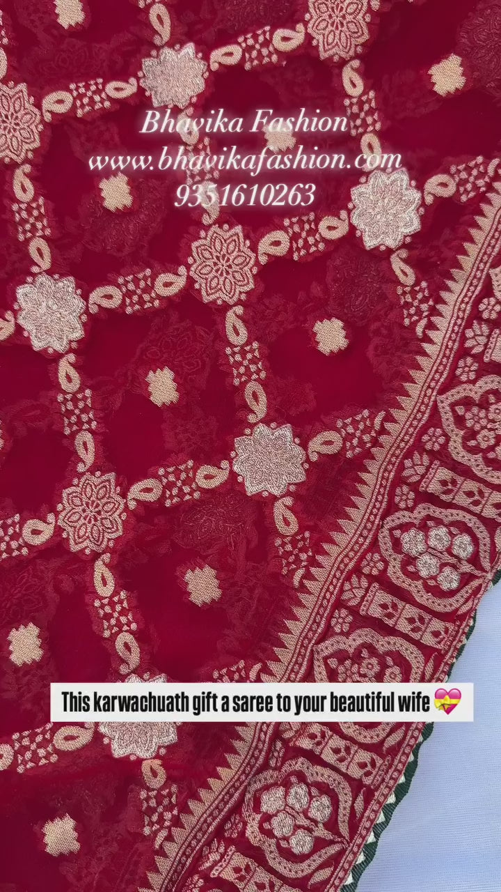 Pure Viscose Georgette Banarasi Zari Work Best Quality Saree With Blouse - BFSLB3