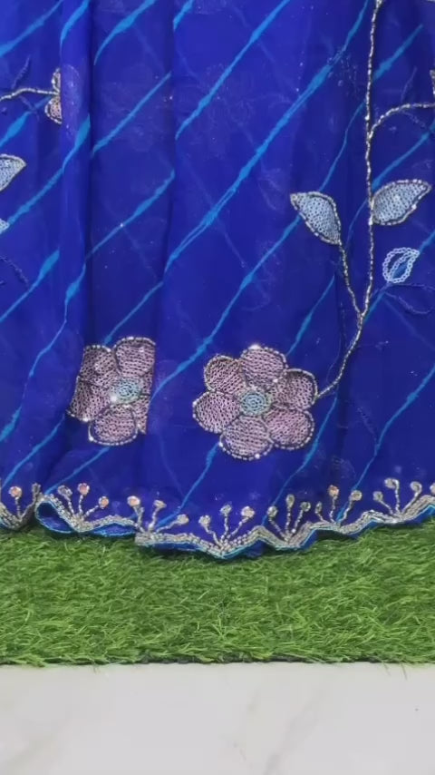 Hand Work Chiffon Lahriya Saree - BFSLA65
