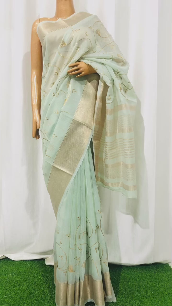Cotton Zari Work with Banarasi Border Saree - BFSLA45