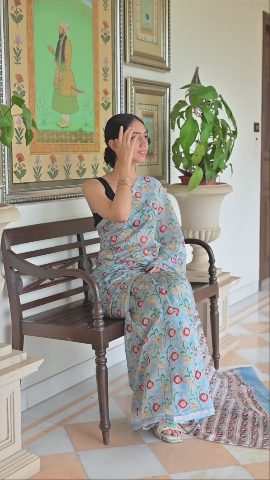 Chanderi Silk Block Printed Saree With Blouse Piece - BFSCSA3