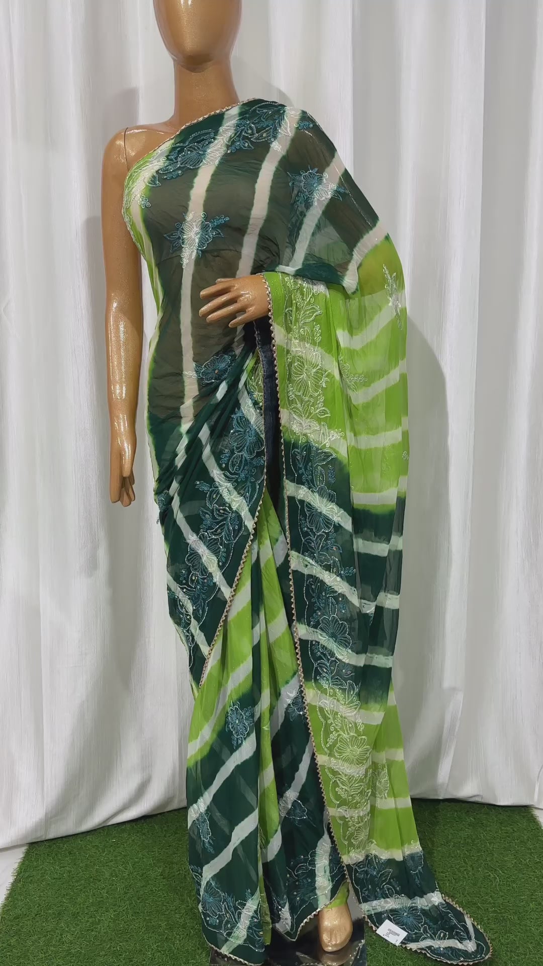 Hand Work Chiffon Lahriya Saree - BFSLA63