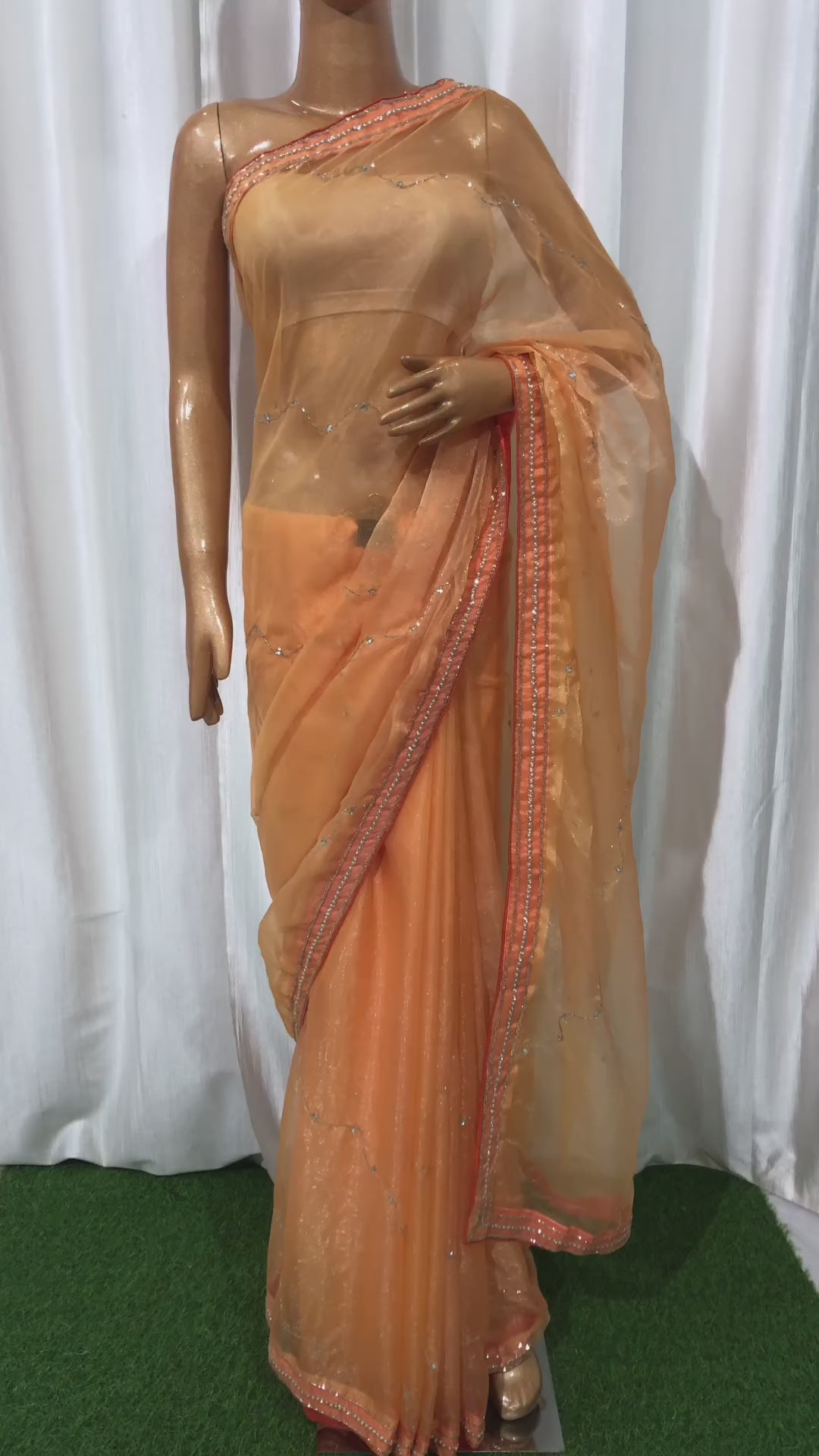 Kurdana Hand Work Organza Saree - BFSLA101