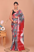 Shibori / Tye-dye Linen Cotton Saree With Blouse Piece - BFSGLC74
